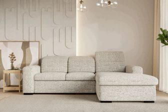 Kompaktowy narożnik klasy premium z zagłówkami i funkcją spania