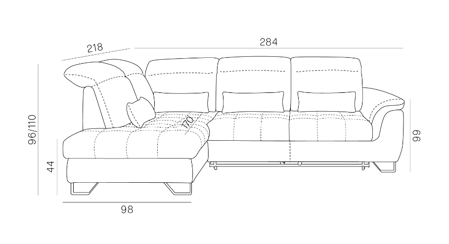 Niesamowity narożnik z funkcją spania regulacja głebokości siedzisk GIOTTO L 4