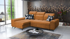 Cynamonowy narożnik z funkcją spania z możliwością zamiany stron