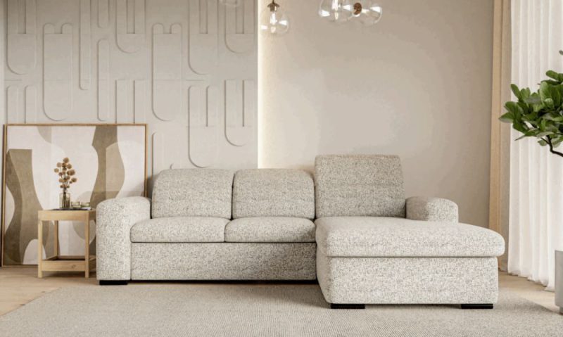 Narożnik z funkcją spania i pojemnikiem do codziennego użytku