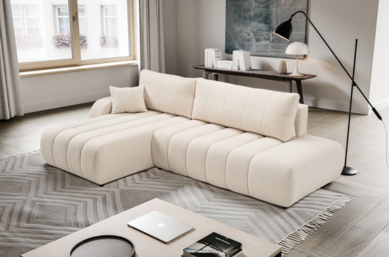 Narożnik z funkcją spania i pojemnikiem na pościel