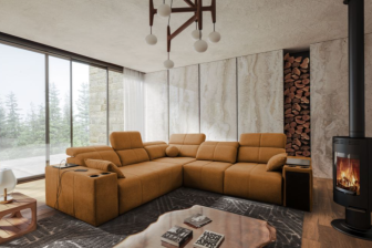 Symetryczny narożnik z funkcją spania i wbudowanym barem