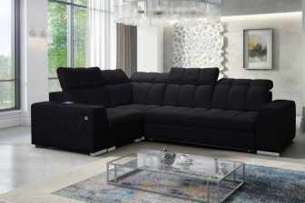 Elegancki narożnik z oparciem z obu stron z funkcją spania