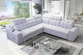 Elegancki narożnik symetryczny rozkładany z gniazdem USB