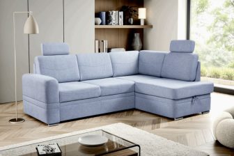 Kompaktowy narożnik rozkładany z oparciem z dwóch stron