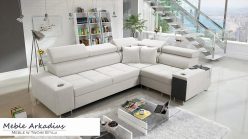 Narożnik z funkcją spania z gniazdkiem i barkiem MELLOW 2 1