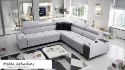 Narożnik z funkcją spania z gniazkiem i barkiem MELLOW 3 6