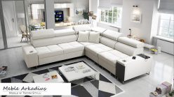 Narożnik z funkcją spania z gniazkiem i barkiem MELLOW 3 1