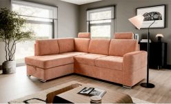 Mały narożnik dwustronny z zagłówkami z funkcją spania