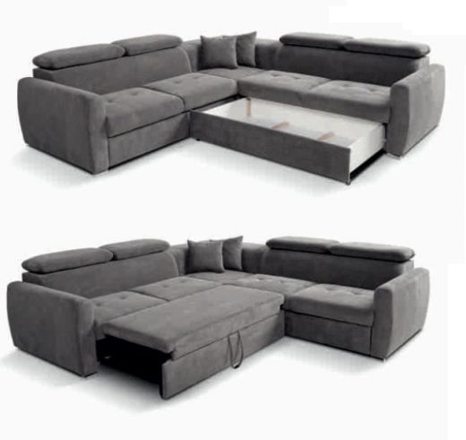 Narożnik z funkcją spania z zagłówkami POLLY 1