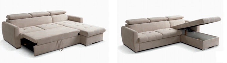 Narożnik z funkcją spania z regulowanymi zagłówkami POLLY MINI 1