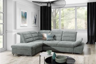 Nowoczesny narożnik do salonu i codziennego spania z regulacją głębokości