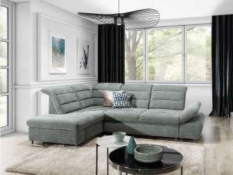 Nowoczesny narożnik do salonu i codziennego spania z regulacją głębokości