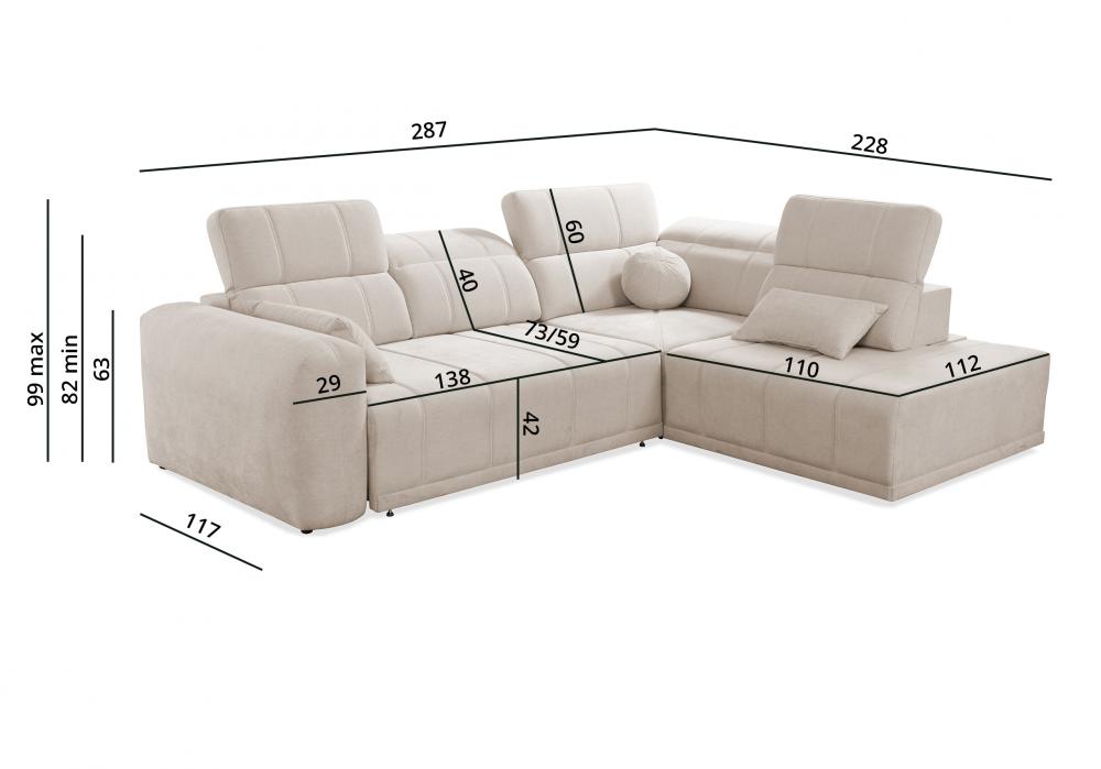 Narożnik z regulowaną głebokością siedzisk z funkcją spania REVIT 7 11