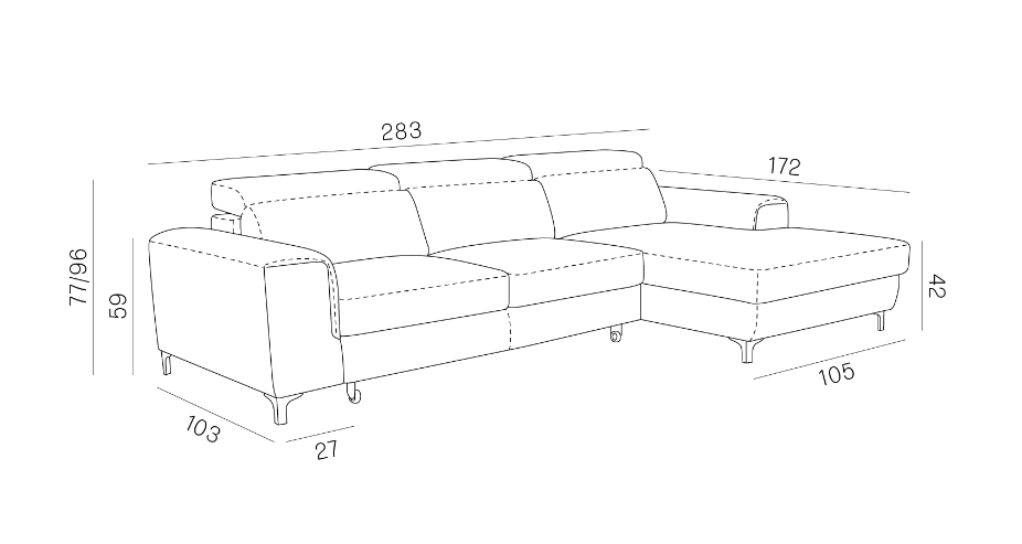 Rozkładany narożnik ze zintegrowanymi zagłówkami GEMMA S 2