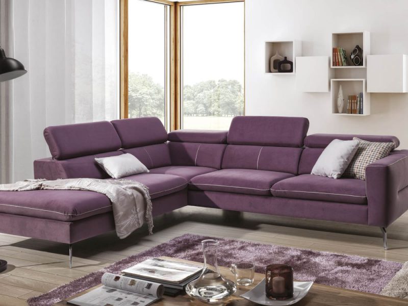 Dwustronny narożnik do salonu nowoczesny z regulowanymi zagłówkami