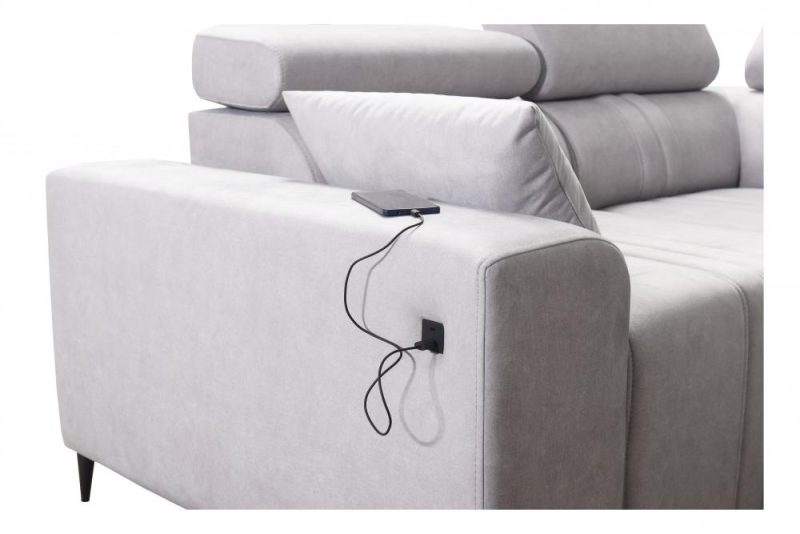 Narożnik do salonu z funkcją spania i ładowarką