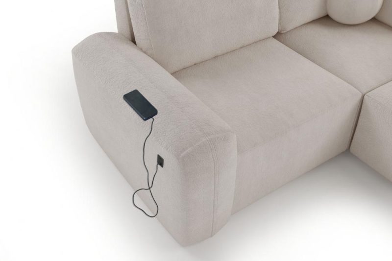 Narożnik do salonu z funkcją spania i ładowarką