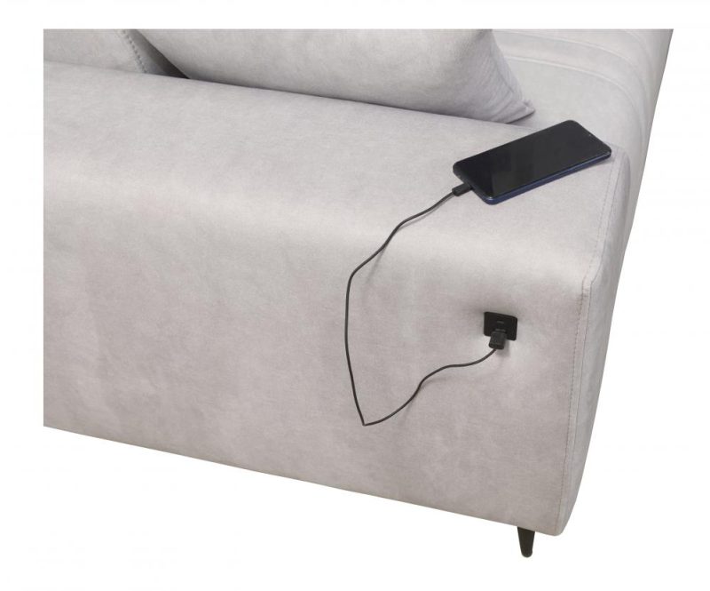 Narożnik do salonu z funkcją spania i ładowarką