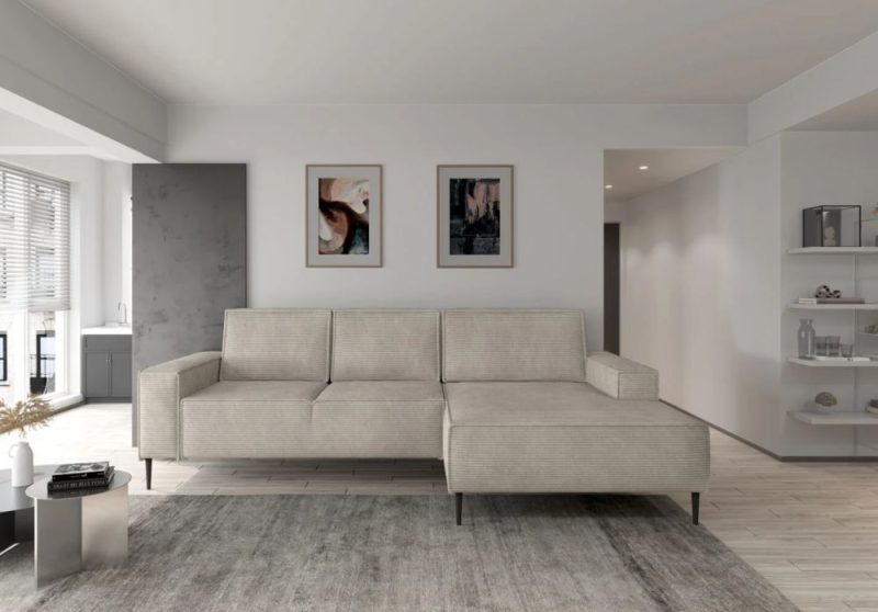 Wygodny narożnik do salonu z funkcją spania w stylu glamour