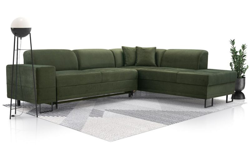 Bardzo wygodny narożnik do salonu z funkcją spania w stylu industrialnym