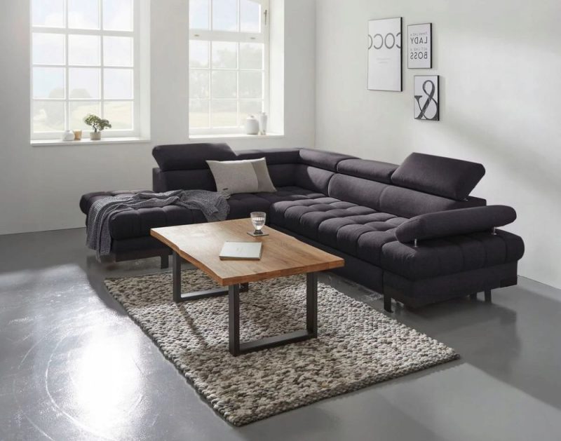 Nowoczesny narożnik rozkładany do małego salonu z regulowanymi zagłówkami