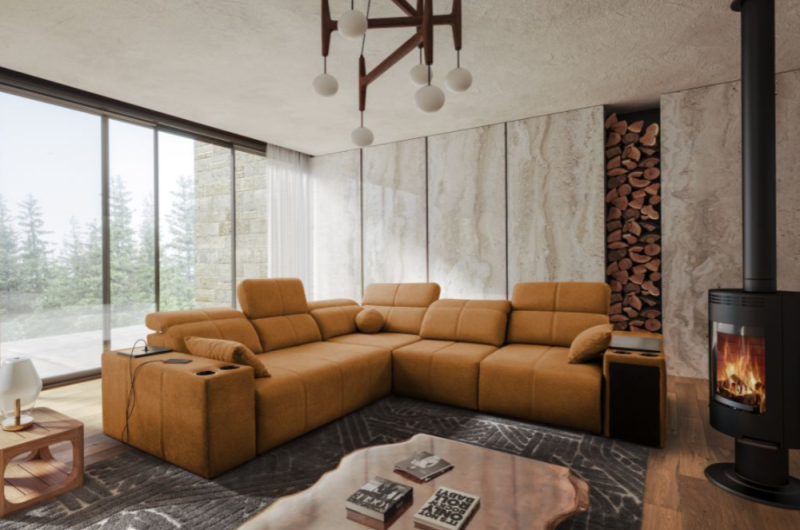 Dwustronny narożnik rozkładany z funkcją spania i barkiem