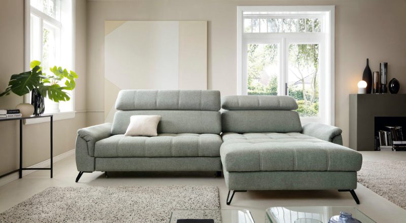 Narożnik rozkładany z funkcją spania i regulowanymi oparciami z funkcją relaks