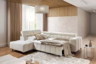 Narożnik rozkładany z funkcją spania i schowkiem do codziennego spania