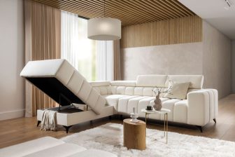 Luksusowa rogówka narożna z funkcją spania i dodatkowym schowkiem