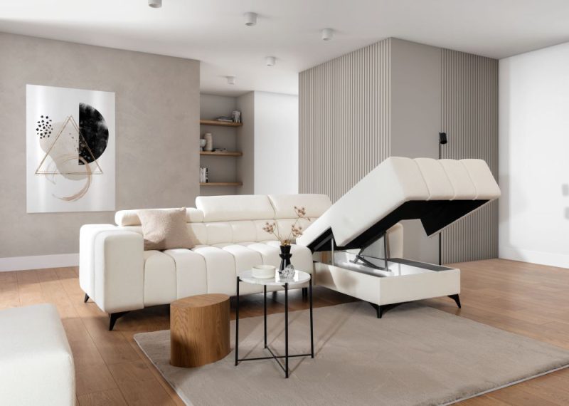 Ładna rogówka narożna z funkcją spania i dodatkowym schowkiem