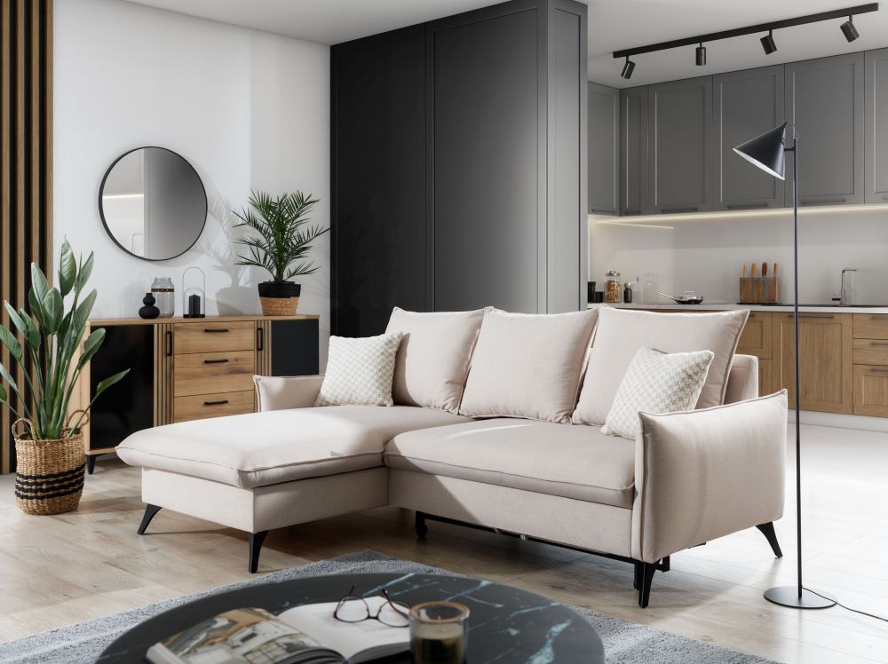 Ekskluzywna rogówka rozkładana z funkcją spania do małego salonu