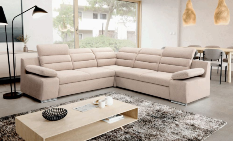 Nowoczesne rogówki narożne z regulowanymi zagłówkami i podłokietnikami