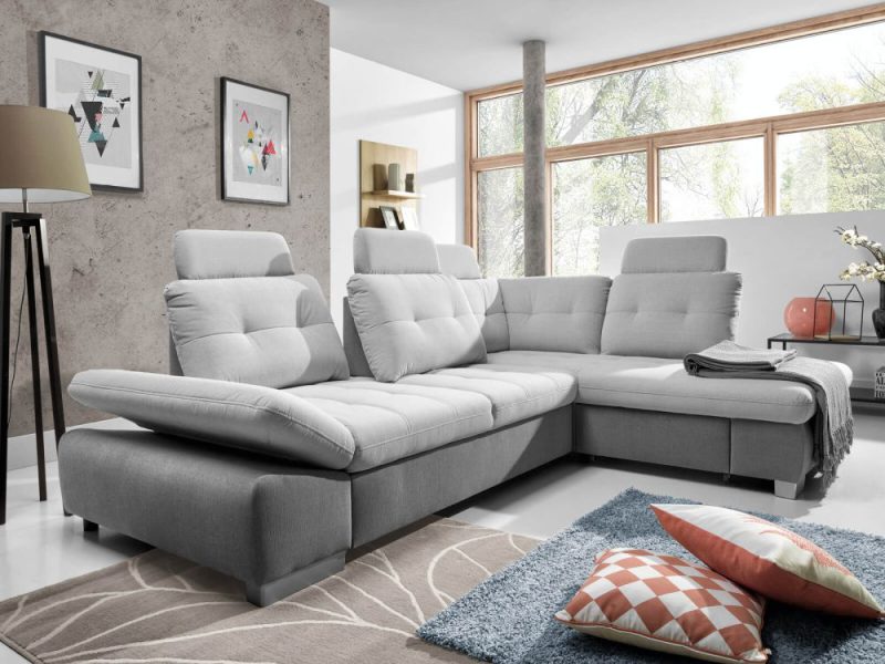 Modne rogówki narożne z regulowanymi zagłówkami i podłokietnikami