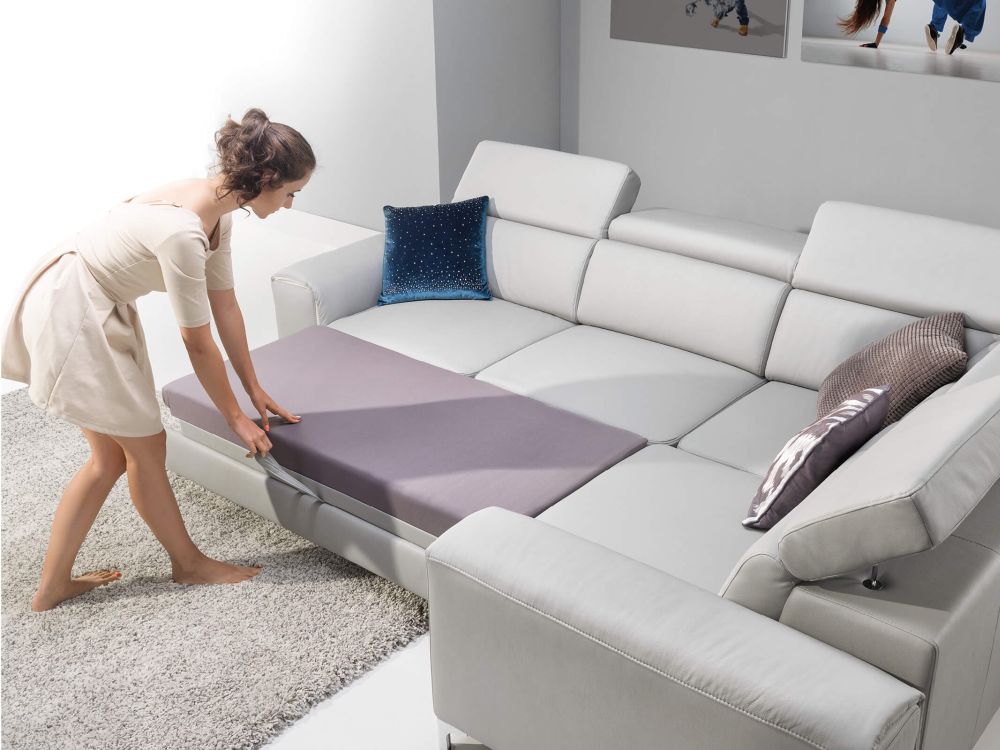 Narożnik do salonu z systemem rozkłądania delfin