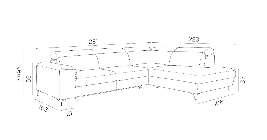 Rozkładany narożnik zintegrowane zagłówki GEMMA L 4