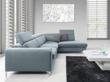 Duży narożnik w kształcie L z funkcją spanie zintegrowane zagłówki