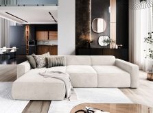 Kanapa narożna z funkcją spania w tkaninie welurowej