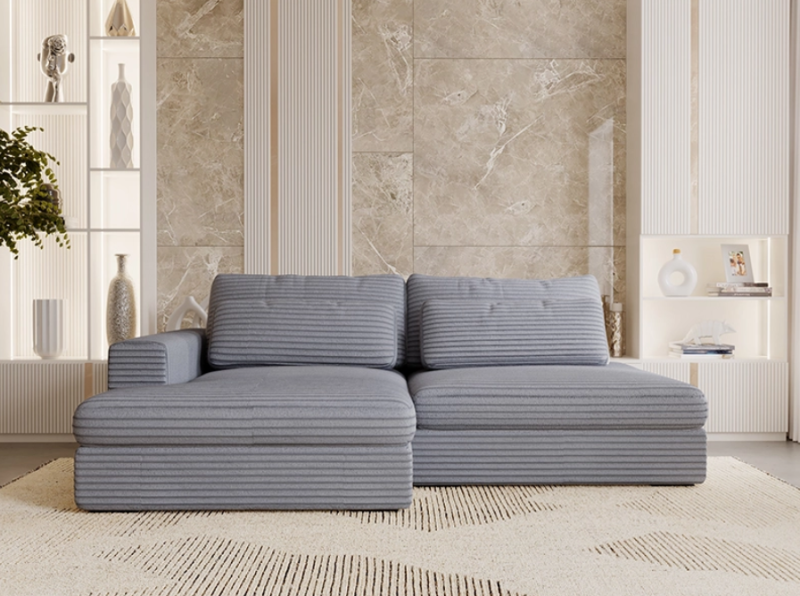 Kanapa narożna z funkcją spania z miejscem na przechowywanie i miękkim siedziskiem