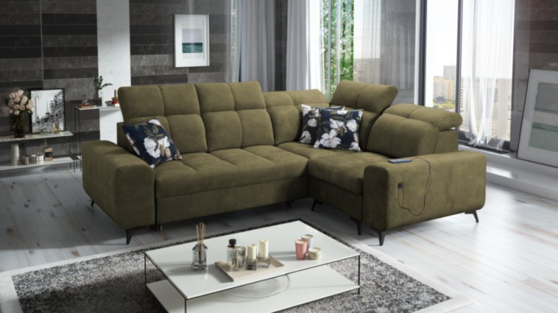 Kanapa narożna z funkcją spania z możliwością personalizacji dodatków