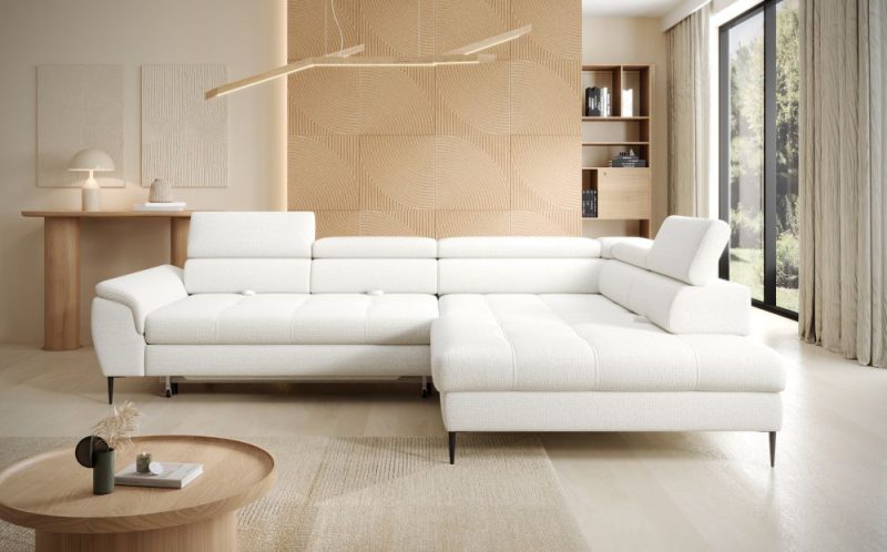 Kanapa narożna z funkcją spania i tkaniną łatwoczyszczącą