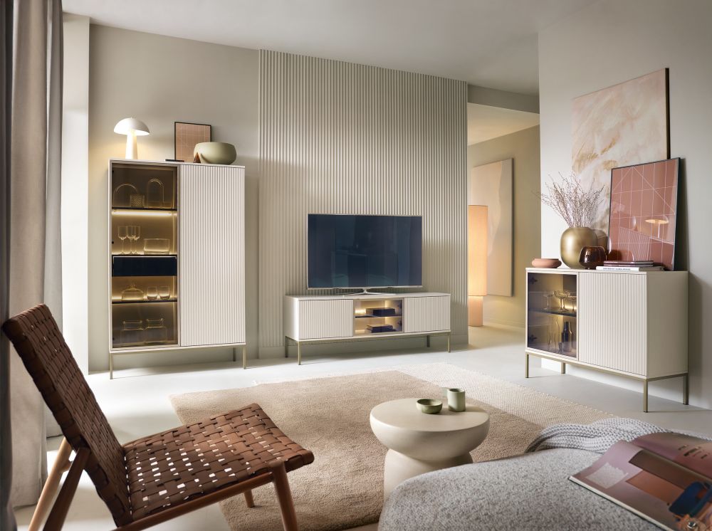 Kaszmirowe meble do salonu z podświetleniem LED