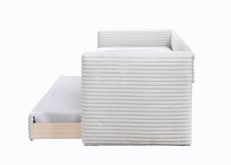 Kremowe łóżko sztruks z wysuwanym dolnym materacem ALABAMA 90 3