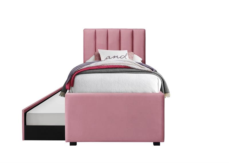 Różowe łóżko dwuosobowe z wysuwanym dolnym materacem RUSSO 90 2