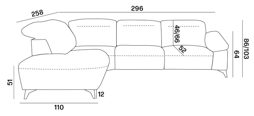 Duży narożnik z elektryczną funkcją relaks GRECO 1 6