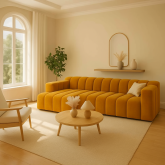 Miodowa sofa narożna do salonu