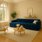 Granatowa sofa narożna do salonu