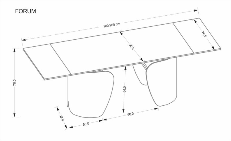 Niesamowity stół rozkładany z czarnego marmuru 180-260 cm FORUM 8
