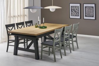 Stół rozkładany dębowy z metalowymi nogami