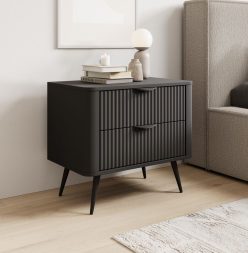 Czarna zaokrąglona szafka nocna MOCCA